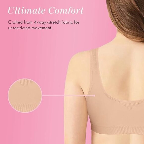 **Exquisite** Form Front Closure Wireless Support Bra Medium Nude NWT - Picture 3 of 7